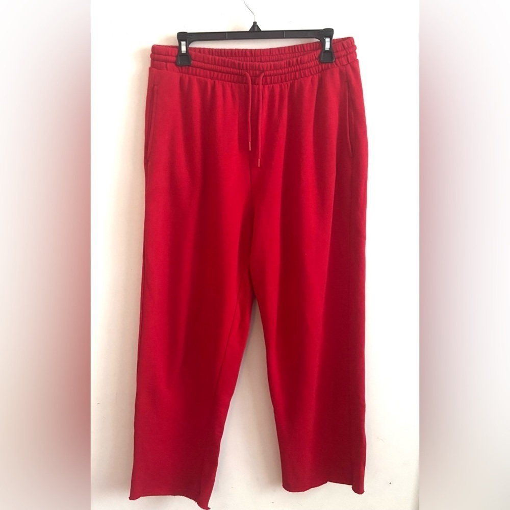Old Navy SOCOMFY Sweatpants Red Large Soft Cozy Lounge Relaxed Fit Wide Leg